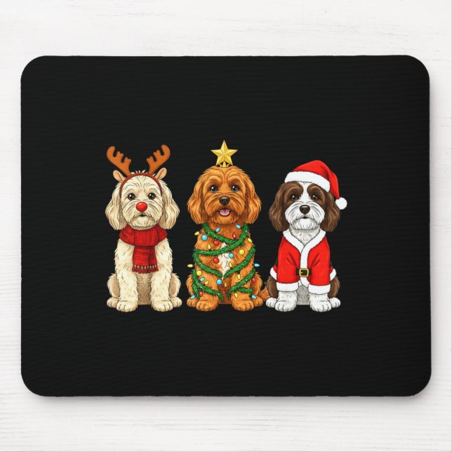 Retro Christmas Ao Santa Reindeer Dog Lover  Mouse Mat (Front)