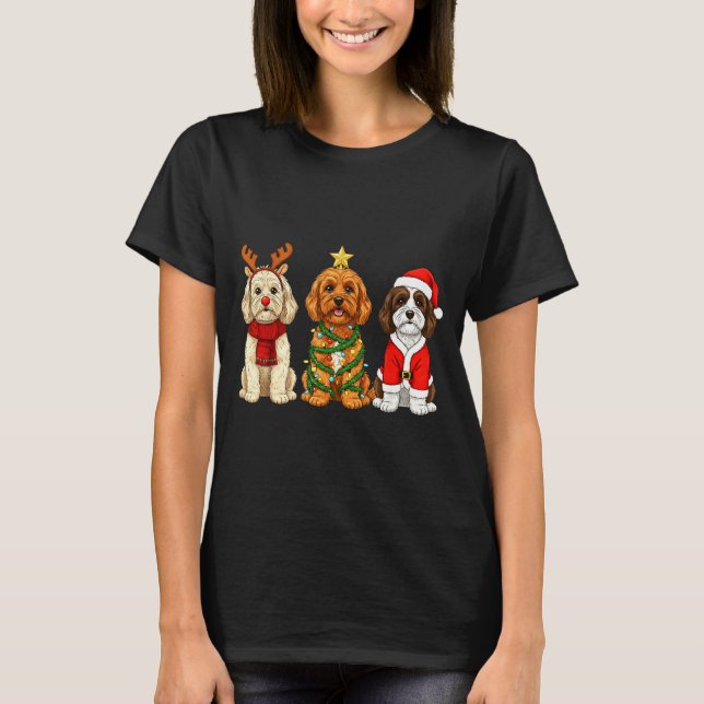 Retro Christmas Ao Santa Reindeer Dog Lover  T-Shirt (Front)
