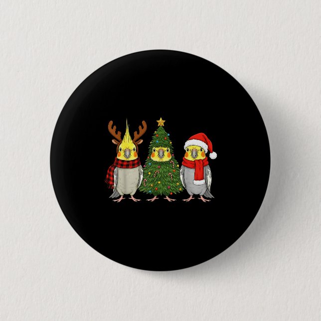 Retro Christmas Atiel Parrot Santa Reindeer  6 Cm Round Badge (Front)