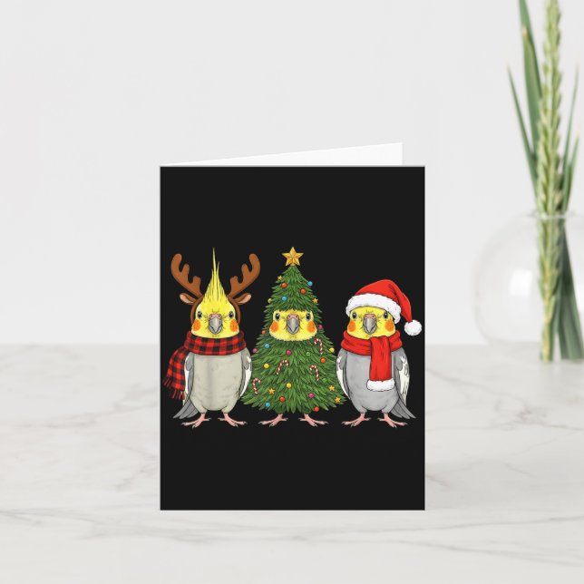 Retro Christmas Atiel Parrot Santa Reindeer  Card (Front)