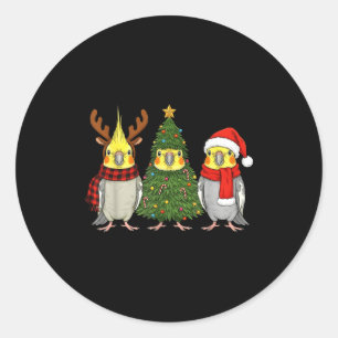 Retro Christmas Atiel Parrot Santa Reindeer  Classic Round Sticker
