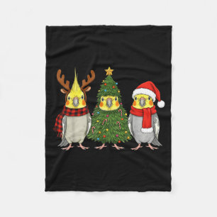 Retro Christmas Atiel Parrot Santa Reindeer Fleece Blanket