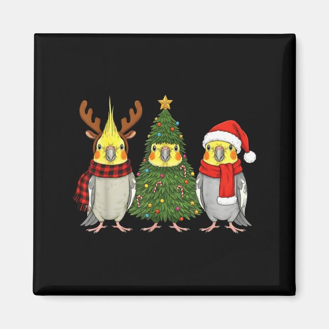 Retro Christmas Atiel Parrot Santa Reindeer  Magnet (Front)