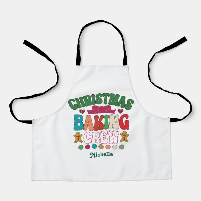 Retro Christmas Baking Crew Kids Apron (Front)