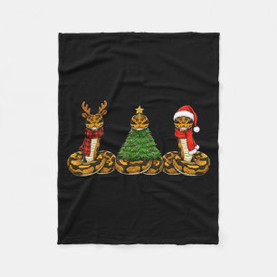 Retro Christmas Ball Python Snake Santa Reindeer Fleece Blanket