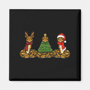 Retro Christmas Ball Python Snake Santa Reindeer  Magnet