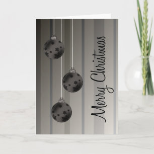 Retro Christmas Balls & Stripes Merry Christmas Holiday Card