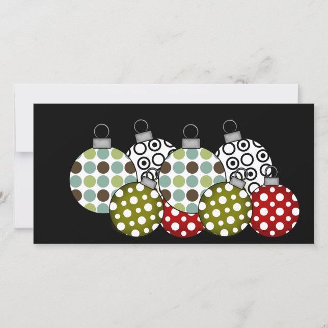 Retro Christmas Balls T-shirts and Gifts Holiday Card (Front)