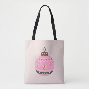 Retro Christmas Bauble Pink Holiday Tote Bag
