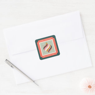 Retro Christmas Bauble Postage Stamp Square Sticker