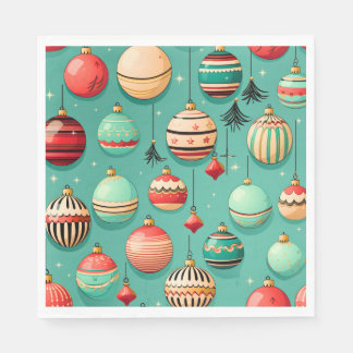 Retro Christmas Baubles  Napkin