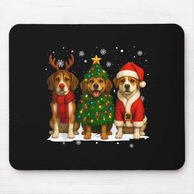 Retro Christmas Beagle Santa Reindeer Dog Lover  Mouse Mat (Front)