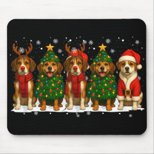Retro Christmas Beagle Santa Reindeer Dog Lover Mouse Mat