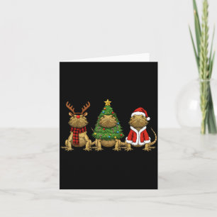 Retro Christmas Bearded Dragon Santa Reindeer Card