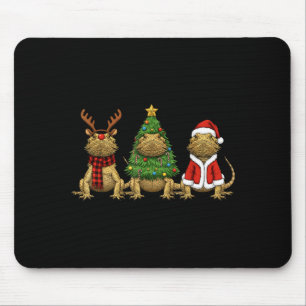 Retro Christmas Bearded Dragon Santa Reindeer  Mouse Mat