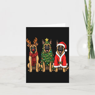 Retro Christmas Belgian Malinois Santa Reindeer Do Card