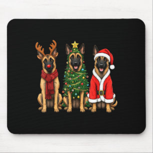 Retro Christmas Belgian Malinois Santa Reindeer Do Mouse Mat