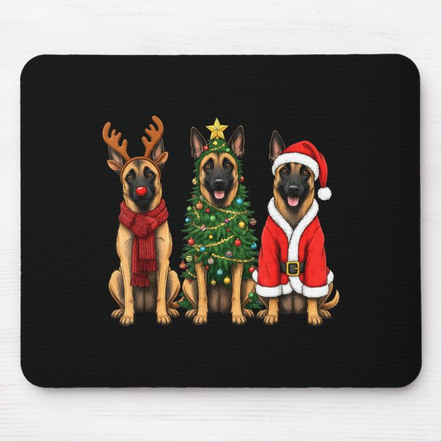 Retro Christmas Belgian Malinois Santa Reindeer Do Mouse Mat (Front)