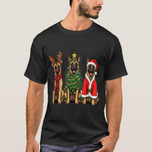Retro Christmas Belgian Malinois Santa Reindeer Do T-Shirt