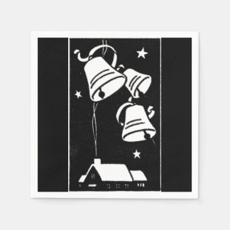 Retro Christmas Bells and Cottage Paper Napkin