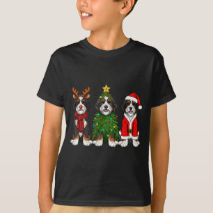 Retro Christmas Bernedoodle Santa Reindeer Dog Lov T-Shirt