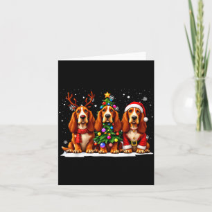 Retro Christmas Bet Hound Santa Reindeer Dog Lover Card
