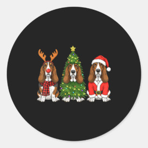 Retro Christmas Bet Hound Santa Reindeer Dog Lover Classic Round Sticker