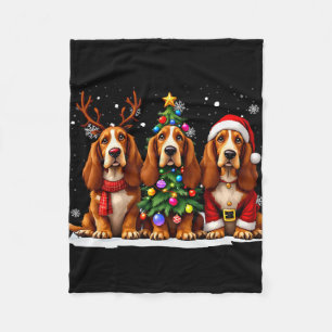 Retro Christmas Bet Hound Santa Reindeer Dog Lover Fleece Blanket