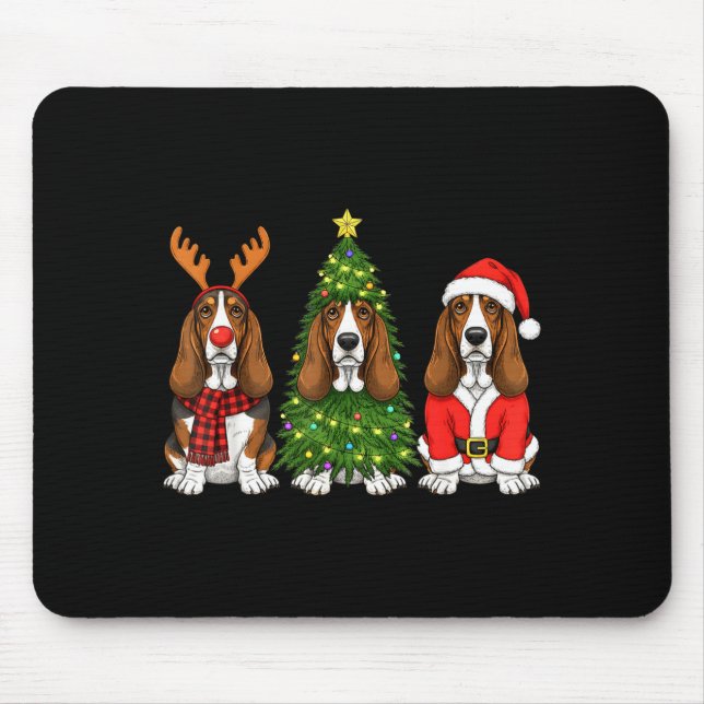 Retro Christmas Bet Hound Santa Reindeer Dog Lover Mouse Mat (Front)