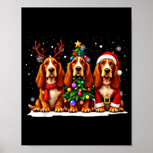 Retro Christmas Bet Hound Santa Reindeer Dog Lover Poster