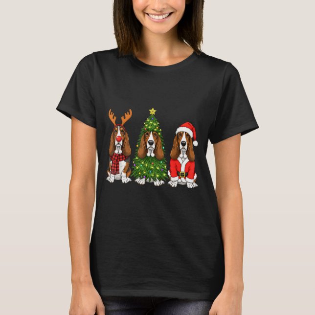 Retro Christmas Bet Hound Santa Reindeer Dog Lover T-Shirt (Front)