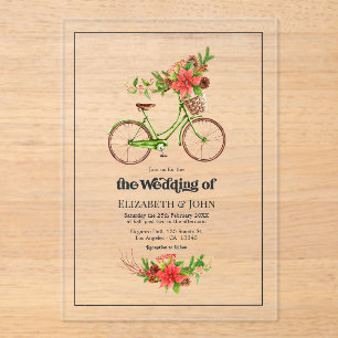 Retro Christmas Bicycle Holiday Wedding Acrylic Invitations