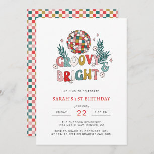 Retro Christmas Birthday Invitation