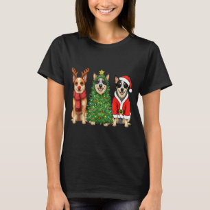 Retro Christmas Blue Heeler Santa Reindeer Dog Lov T-Shirt