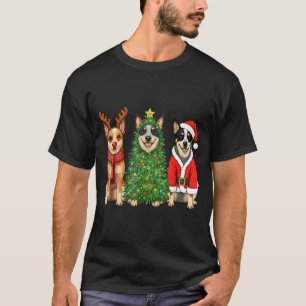 Retro Christmas Blue Heeler Santa Reindeer Dog Lov T-Shirt