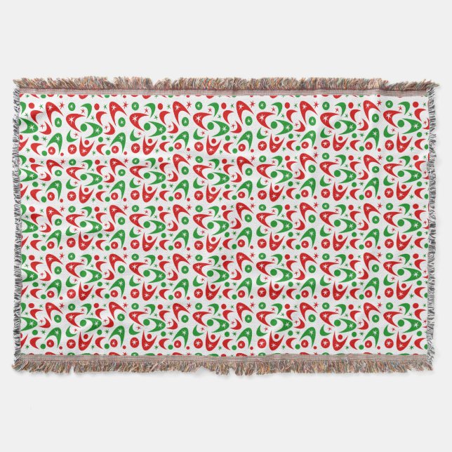Retro Christmas Boomerangs Throw Blanket (Front)