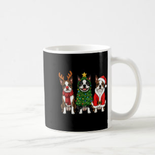 Retro Christmas Boston Terrier Santa Reindeer Dog  Coffee Mug