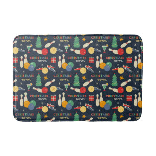 Retro Christmas Bowling Pattern Bath Mat