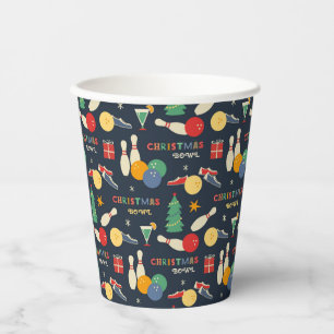Retro Christmas Bowling Pattern Paper Cups