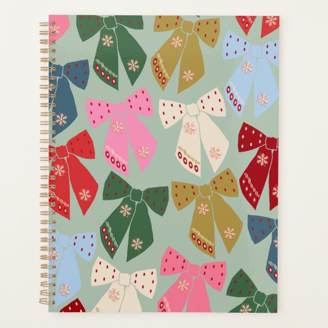 Retro Christmas Bows Coquette Planner (Front)