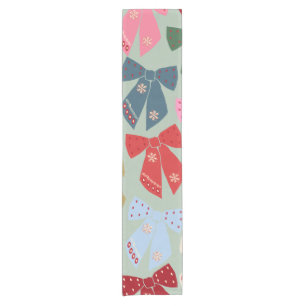 Retro Christmas Bows Coquette Short Table Runner