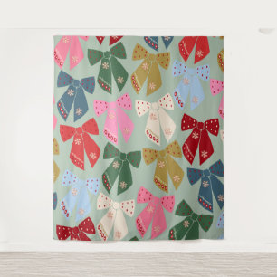 Retro Christmas Bows Coquette Tapestry