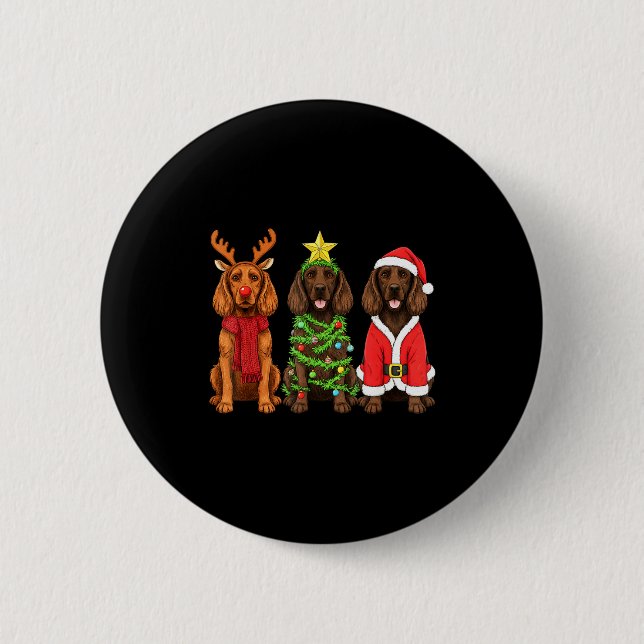 Retro Christmas Boykin Spaniel Santa Reindeer Dog  6 Cm Round Badge (Front)