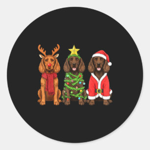 Retro Christmas Boykin Spaniel Santa Reindeer Dog Classic Round Sticker