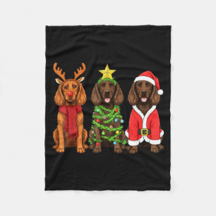 Retro Christmas Boykin Spaniel Santa Reindeer Dog Fleece Blanket