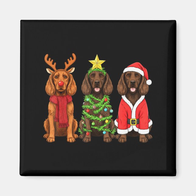 Retro Christmas Boykin Spaniel Santa Reindeer Dog  Magnet (Front)