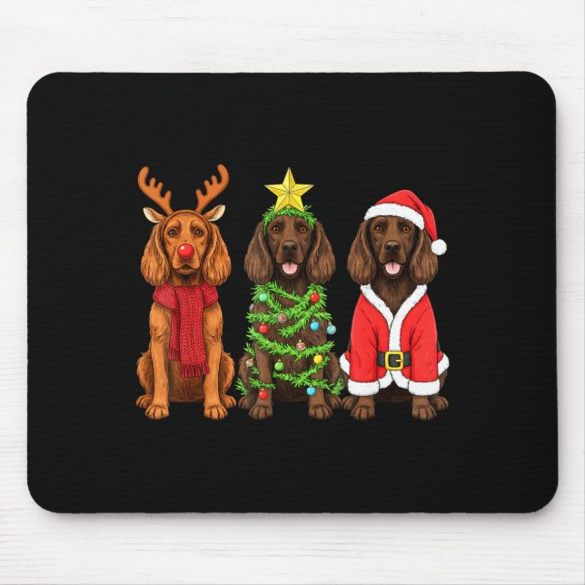 Retro Christmas Boykin Spaniel Santa Reindeer Dog  Mouse Mat (Front)