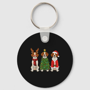 Retro Christmas Brittany Spaniel Santa Reindeer Do Key Ring