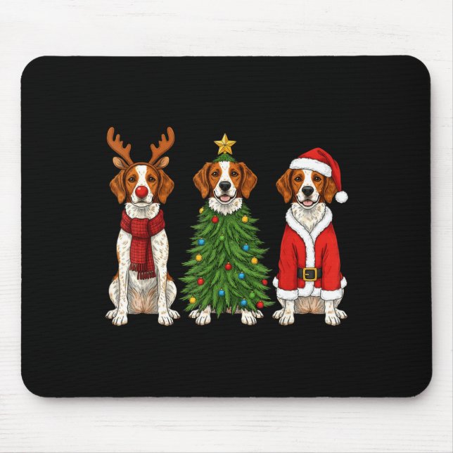 Retro Christmas Brittany Spaniel Santa Reindeer Do Mouse Mat (Front)