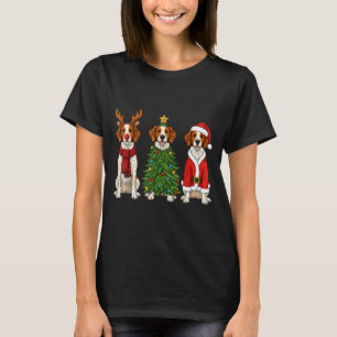 Retro Christmas Brittany Spaniel Santa Reindeer Do T-Shirt